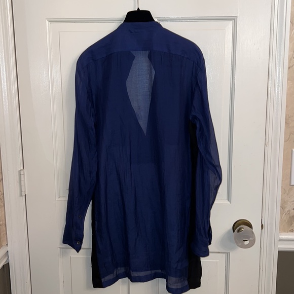 Dries Van Noten Blue and Black Long Sleeves Shirt size 36 - Picture 3 of 10